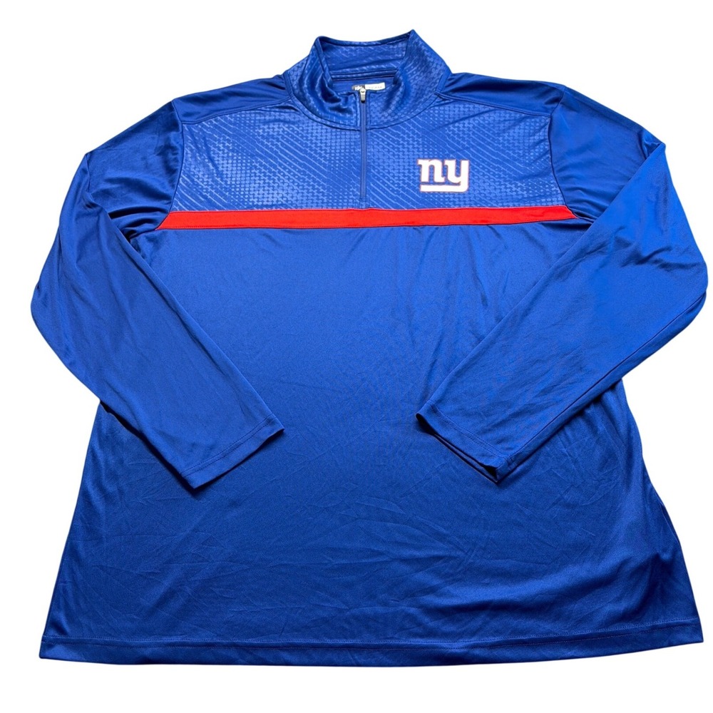 NFL Team Apparel New York Giants Mens 2XL Royal Blue Quarter Zip Pullover Top